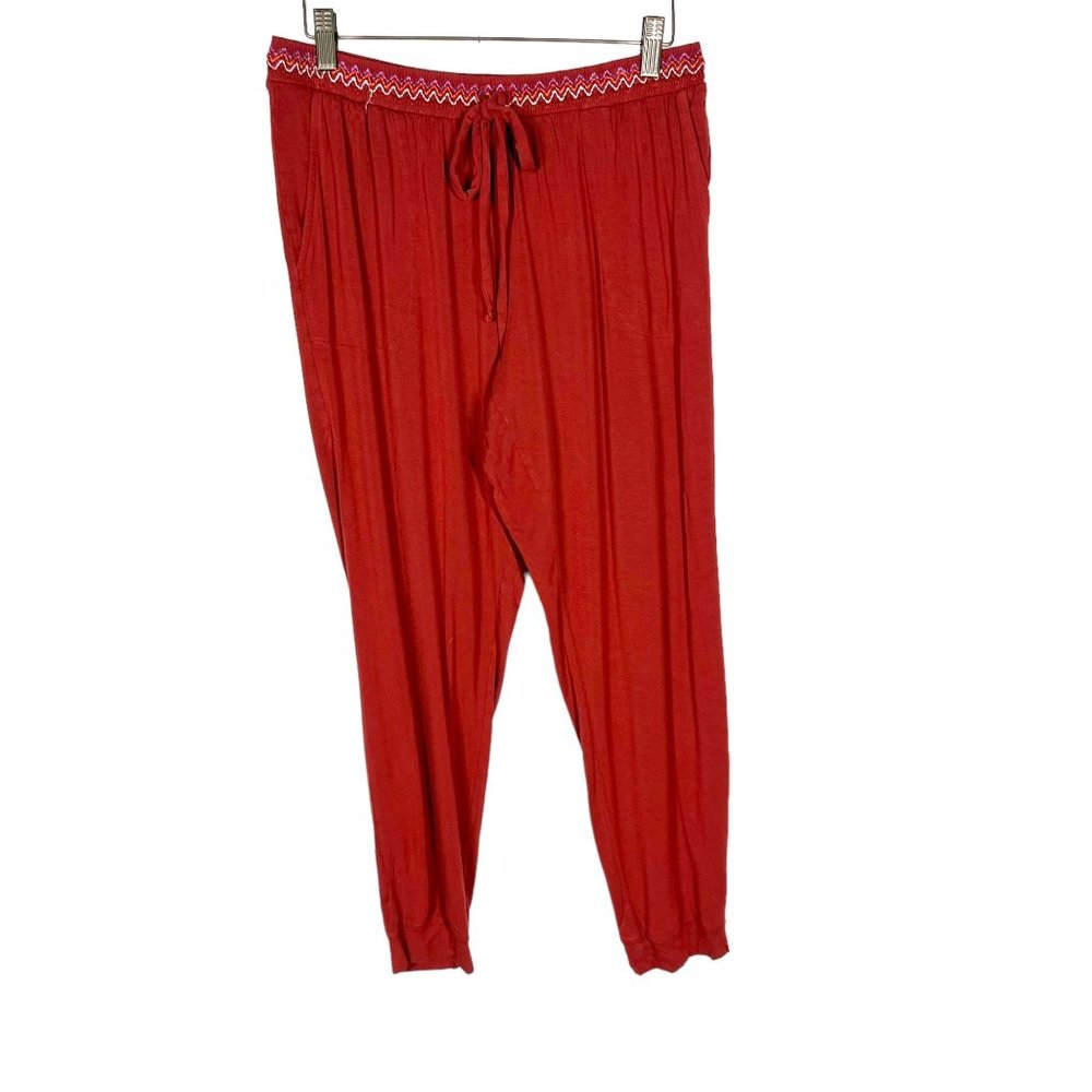 Soma Burnt Orange Embroidered Waist Lounge Jogger Pants Large